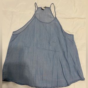Women's Paper Crane Denim Sleeveless Blouse - Size Large